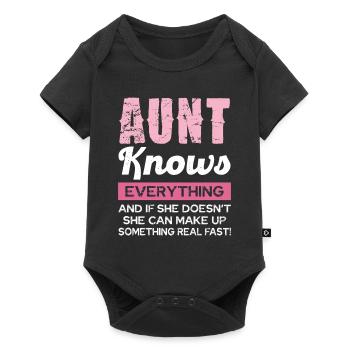 La tante sait tout et si ce n’est pas le cas, - Body à manches courtes Premium Bébé - noir - Devant