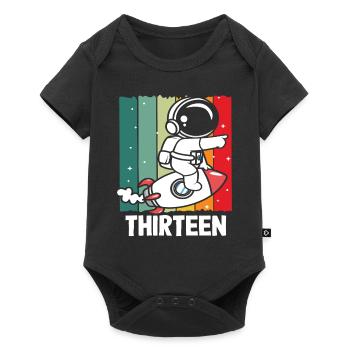 Astronaute fusée treize design rétro - Body à manches courtes Premium Bébé - noir - Devant