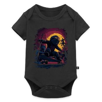 Cool skate sloth in retro sunset - Baby Premium short-sleeve bodysuit - black - Front