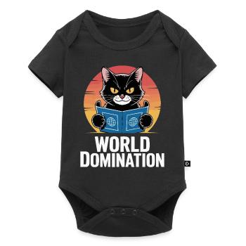 World domination – cat with big plans - Baby Premium short-sleeve bodysuit - black - Front