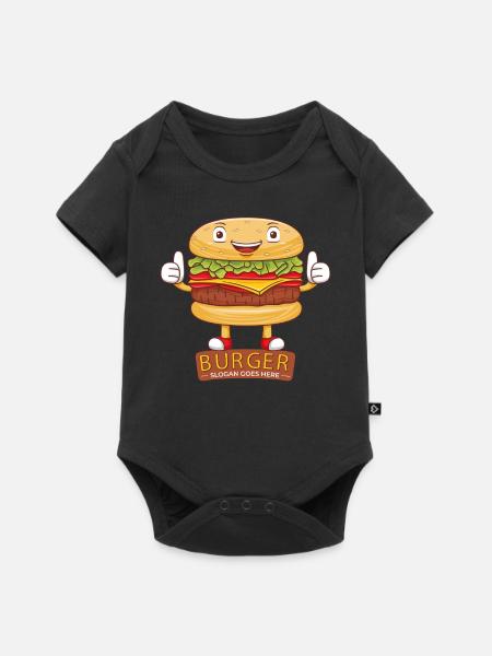 Mignon burger dessin animé art - Body à manches courtes Premium Bébé - noir