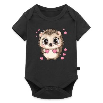 Hedgehog with hearts - Baby Premium short-sleeve bodysuit - black - Front