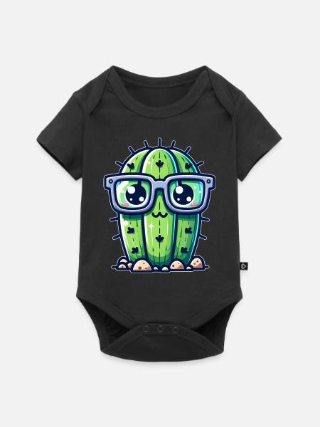Kaktus mit Brille - Baby Premium Kurzarmbody - Schwarz