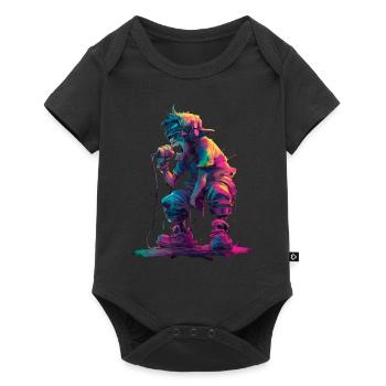 Coloré Rappeur Style Bande Dessinée Musique Urbaine Graphique - Body à manches courtes Premium Bébé - noir - Devant