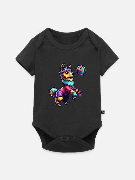 Bunter Lama Volleyball Spaß - Baby Premium Kurzarmbody - Schwarz