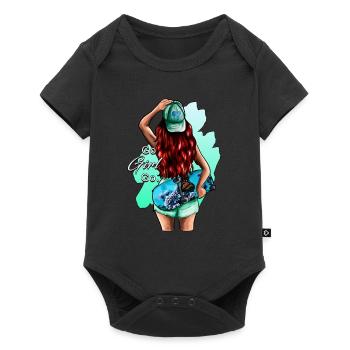 SkateR Girl - redhead - Baby Premium short-sleeve bodysuit - black - Front