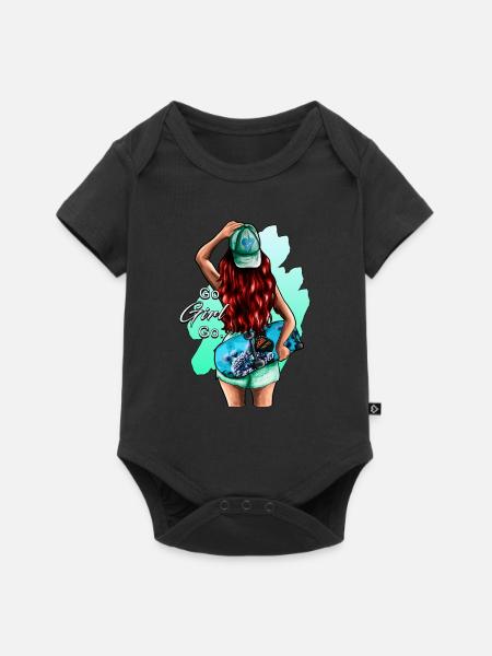 SkateR Girl - rothaarig - Baby Premium Kurzarmbody - Schwarz