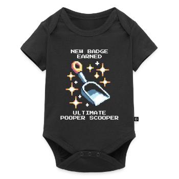 Badge de cuillère à caca | Promenade quotidienne du refuge pour animaux - Body à manches courtes Premium Bébé - noir - Devant