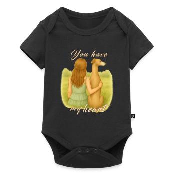 Greyhound Love - Woman with Dog - Baby Premium short-sleeve bodysuit - black - Front