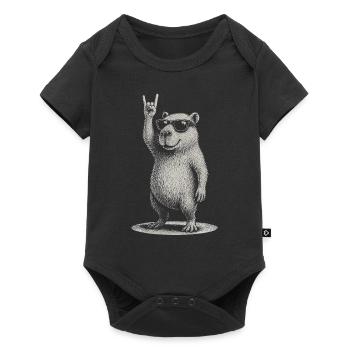 Rock Music Funny Capybara with Sunglasses - Baby Premium short-sleeve bodysuit - black - Front