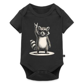 Rock Music Funny raccoon with sunglasses - Baby Premium short-sleeve bodysuit - black - Front