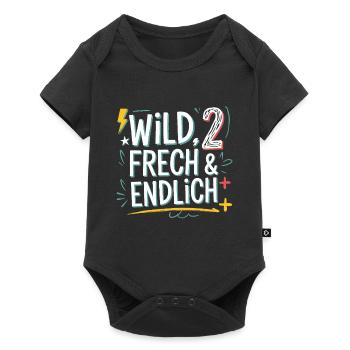 Wild, Frech & Endlich 2 Jahre 2. Geburtstag - Baby Premium Kurzarmbody - Schwarz - Vorne