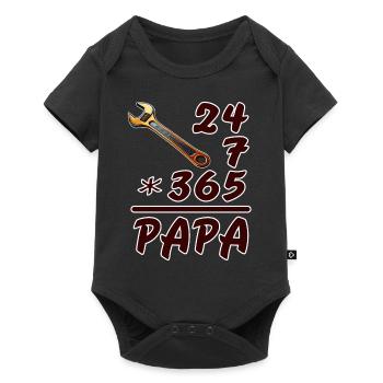 24-7-365 PAPA - Baby Premium Kurzarmbody - Schwarz - Vorne