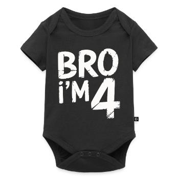 Bro, ich bin 4 – Coole Geburtstags-Design - Baby Premium Kurzarmbody - Schwarz - Vorne