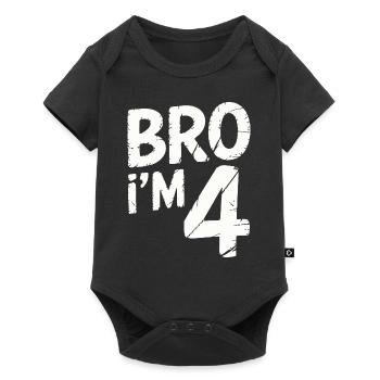 Frère, j’ai 4 ans – Design d’anniversaire cool - Body à manches courtes Premium Bébé - noir - Devant