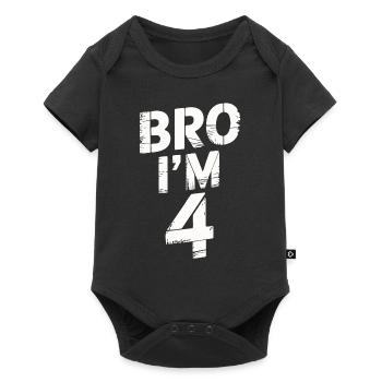 Bro, ich bin 4 – Coole Geburtstags-Design - Baby Premium Kurzarmbody - Schwarz - Vorne