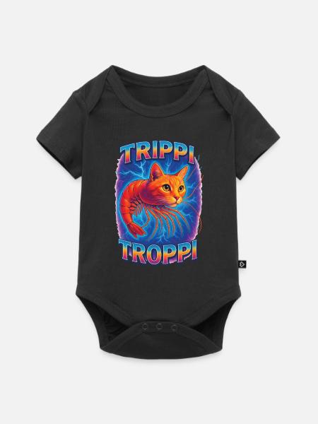 Katze Garnelen - Baby Premium Kurzarmbody - Schwarz
