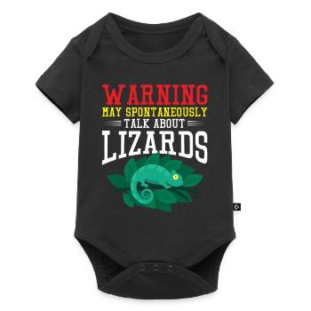 Fun Warning Lizard Talk Design - Baby Premium Kurzarmbody - Schwarz - Vorne
