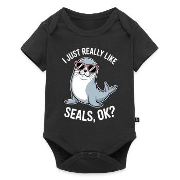Sceau disant sceau drôle sceau cadeau - Body à manches courtes Premium Bébé - noir - Devant