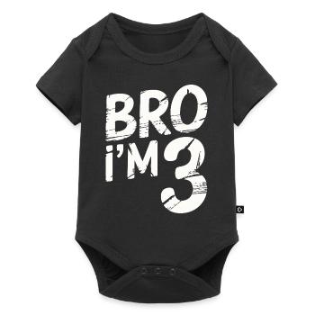 Frère, j’ai 3 ans – Design d’anniversaire cool - Body à manches courtes Premium Bébé - noir - Devant