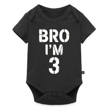 Frère, j’ai 3 ans – Design d’anniversaire cool - Body à manches courtes Premium Bébé - noir - Devant