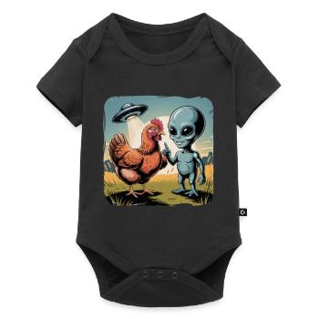 Alien and Chicken Saucer Adventure - Baby Premium short-sleeve bodysuit - black - Front