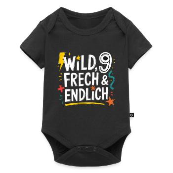 Wild, Frech & Endlich 9 Jahre 9. Geburtstag - Baby Premium Kurzarmbody - Schwarz - Vorne