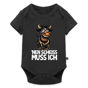 lustige Kuh Cartoon Humor Spruch - Baby Premium Kurzarmbody - Schwarz - Vorne