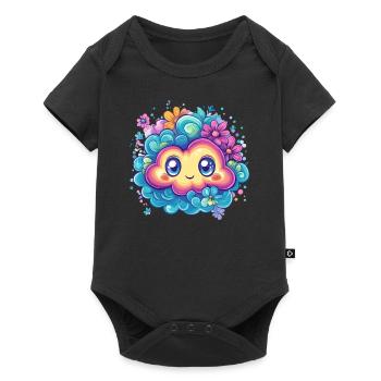 Cute Cloud with Flowers - Baby Premium short-sleeve bodysuit - black - Front
