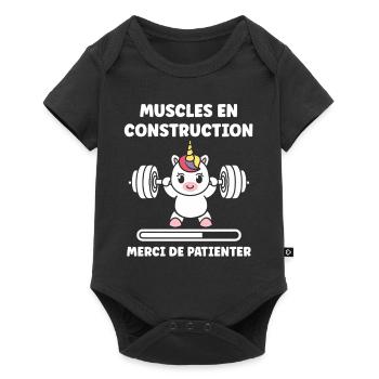 Humour musculation - Body à manches courtes Premium Bébé - noir - Devant