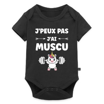 Humour musculation - Body à manches courtes Premium Bébé - noir - Devant