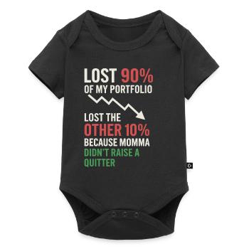 Börsenhändler Lustiger Spruch: 90% Verlust - Baby Premium Kurzarmbody - Schwarz - Vorne