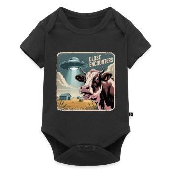 Außerirdische Begegnung Mit Kuh Und UFO - Baby Premium Kurzarmbody - Schwarz - Vorne