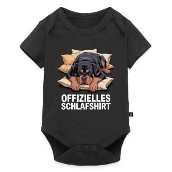 Offizielles Schlafshirt Rotweiler - Baby Premium Kurzarmbody - Schwarz - Vorne