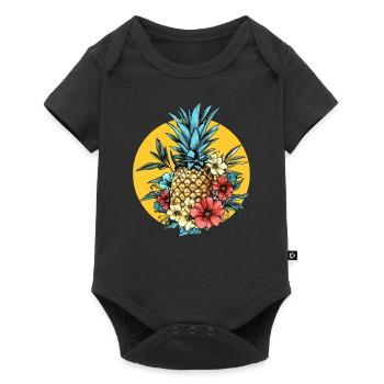 Pineapple with flowers - Baby Premium short-sleeve bodysuit - black - Front