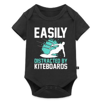 Kitesurfer - Easily distracted by Kiteboards - Baby Premium short-sleeve bodysuit - black - Front