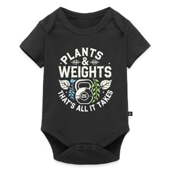 Pflanzen und Gewichte - mehr braucht es nicht - Baby Premium Kurzarmbody - Schwarz - Vorne