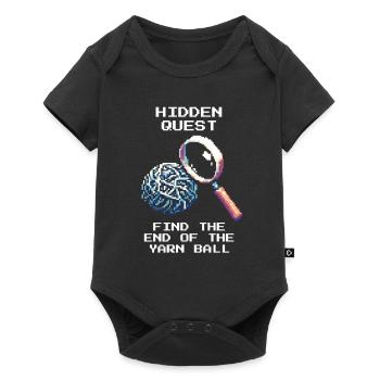 Geheime Quest | Wollknäuel Ende finden | Häkeln - Baby Premium Kurzarmbody - Schwarz - Vorne