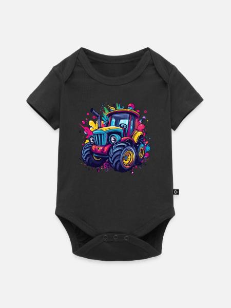 Bunter Traktor - Baby Premium Kurzarmbody - Schwarz