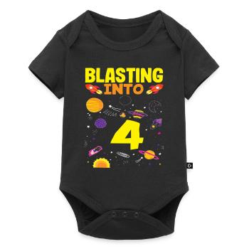 Rocket launch into the fourth birthday - Baby Premium short-sleeve bodysuit - black - Front