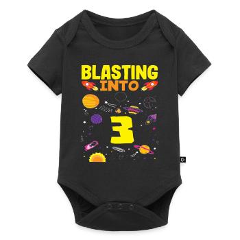 Lancement d’une fusée dans la troisième année d’aventure spatiale - Body à manches courtes Premium Bébé - noir - Devant