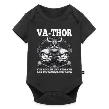 VA-THOR WIKINGER Vater Papa Viking Vatertag - Baby Premium Kurzarmbody - Schwarz - Vorne