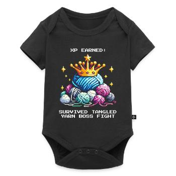 Earn XP: Defeated Balls of Wool | Crochet Yarn - Baby Premium short-sleeve bodysuit - black - Front