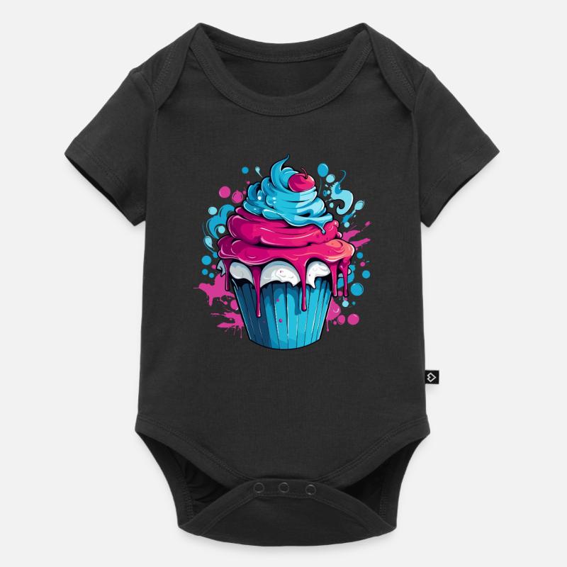 Cupcake mit Farbexplosion - Baby Premium Kurzarmbody - Schwarz