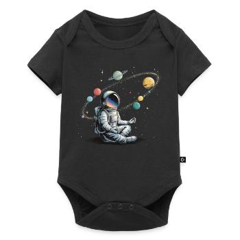 Astronaute Méditation Planète Espace Orbite - Body à manches courtes Premium Bébé - noir - Devant