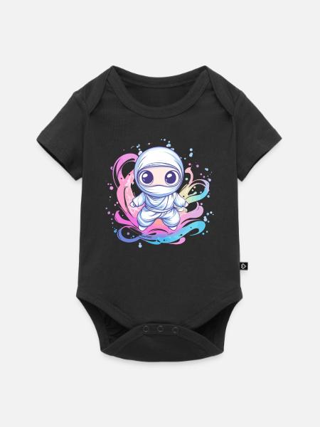 Ninja im Farbwirbel - Baby Premium Kurzarmbody - Schwarz