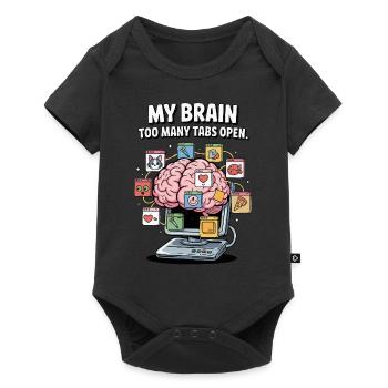 Zu viele Tabs – ADS Gehirn Cartoon Design - Baby Premium Kurzarmbody - Schwarz - Vorne