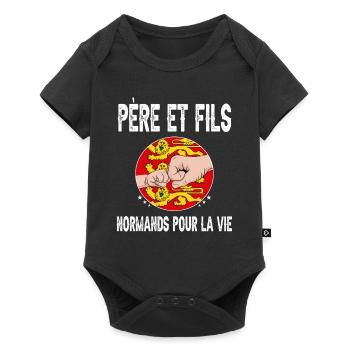 père et fils papa normand normandie fête des pères - Body à manches courtes Premium Bébé - noir - Devant