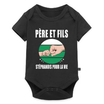père et fils papa saint étienne stéphanois - Body à manches courtes Premium Bébé - noir - Devant