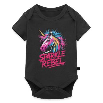 Sparkle Rebel Licorne Oeuvre Colorée - Body à manches courtes Premium Bébé - noir - Devant